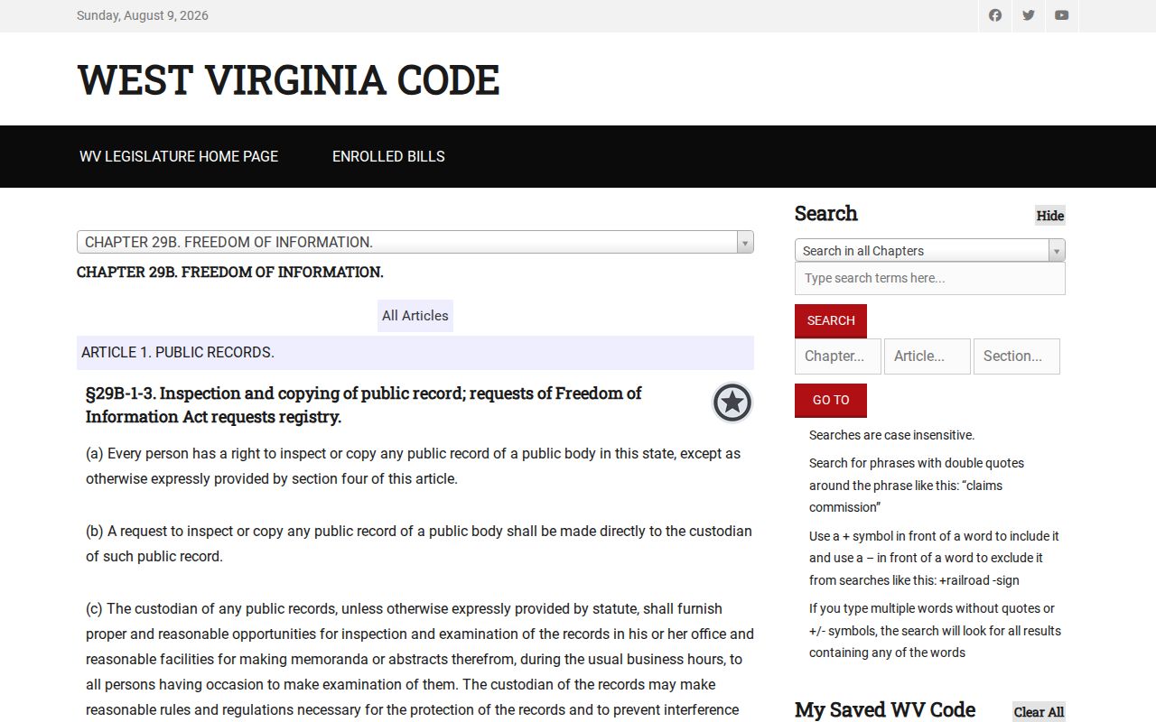 Nicholas County 72-hour release West Virginia FOIA timing