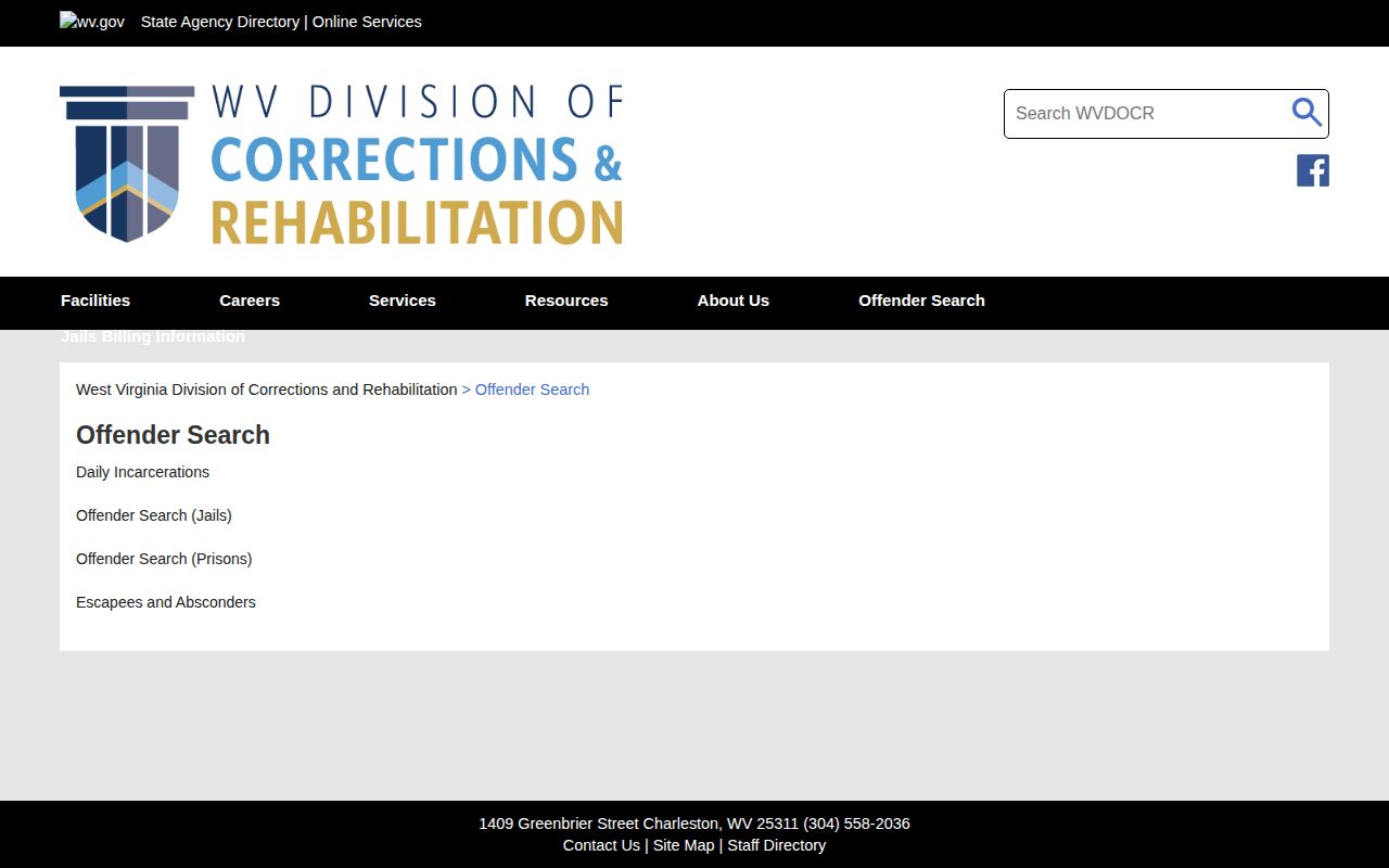 WVDCR Nicholas County prison release offender search hub
