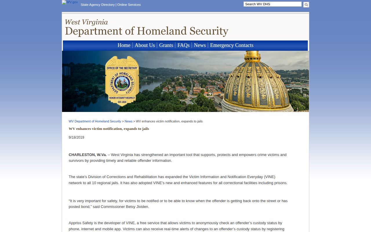 Nicholas County VINELink inmate check coverage and notification channels