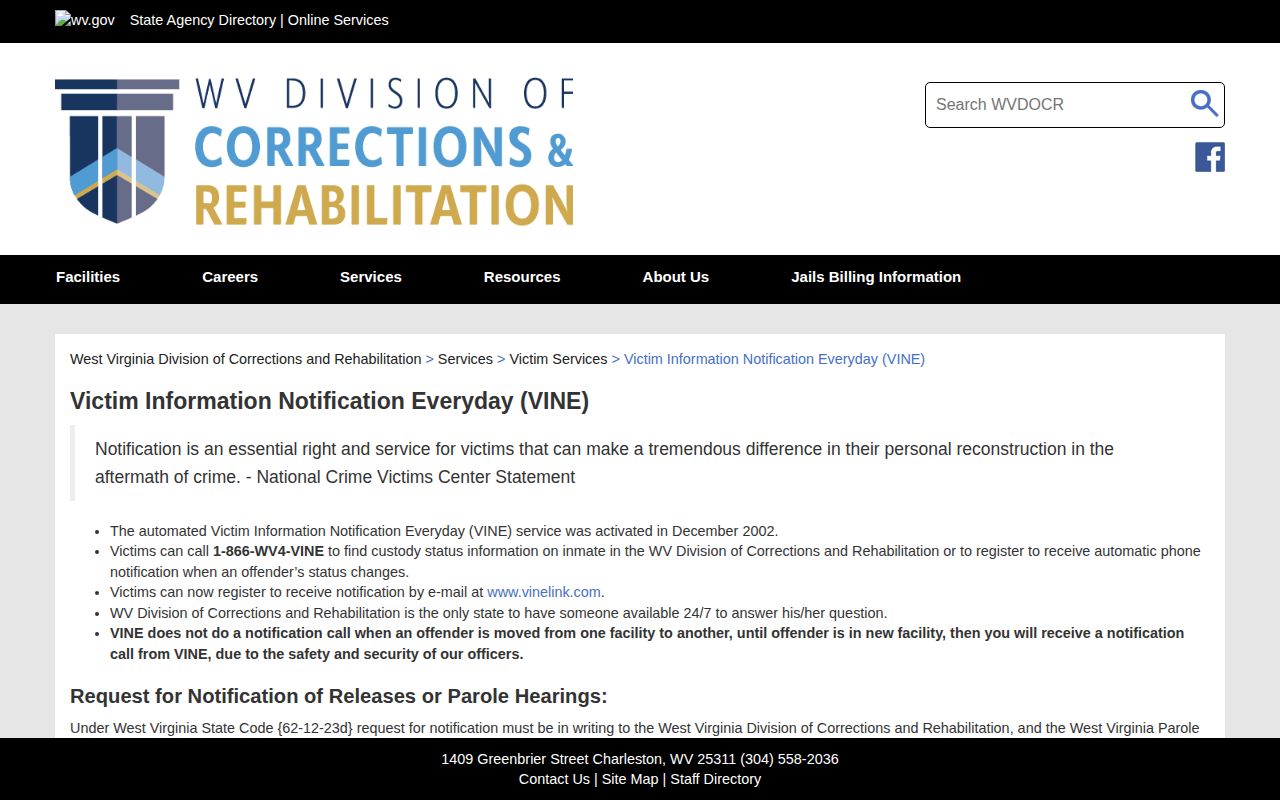 Nicholas County VINELink release notification registration route